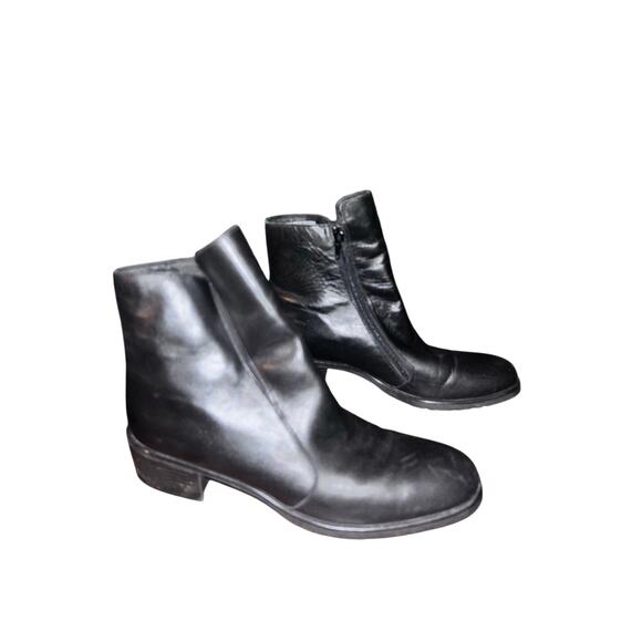 Munro America Black Leather Ankle Booties 9 Zip 1.75” Heel Comfort Classic - Picture 10 of 11